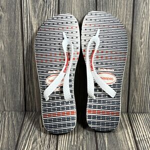 Havaianas Flip Flops Mens Size 8 White Striped Geometric Rubber Beach Sandals